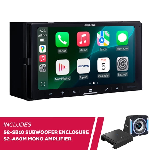 New Alpine ILX-W770-M 7" Multimedia Receiver w/ S2-SB10 Sub Enclosure & S2-A60M Amp