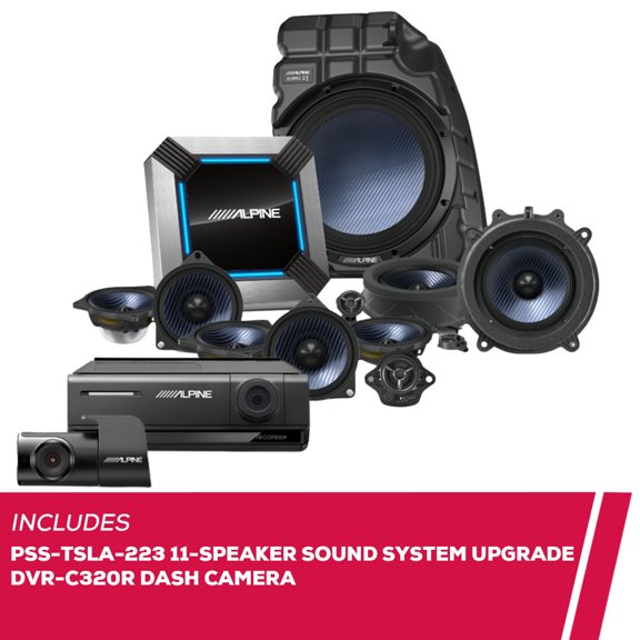 New Alpine PSS-TSLA-223 11-Speaker Sound System with DVR-C310R Dashboard Camera