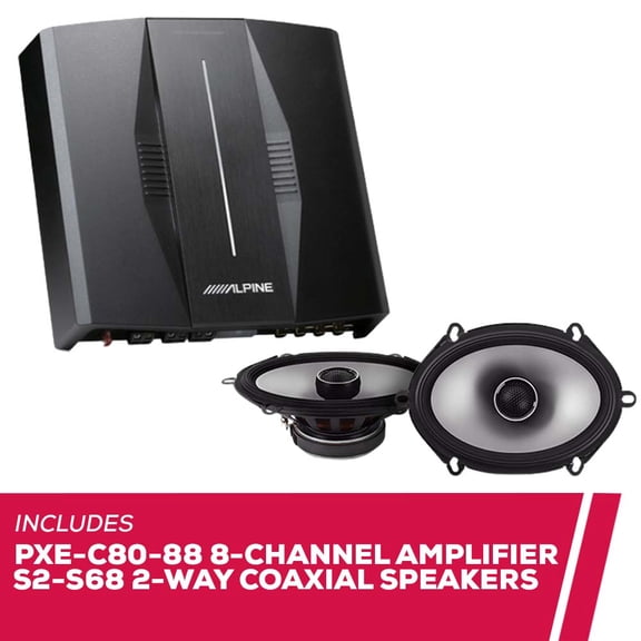New Alpine PXE-C80-88 8-Channel Amplifier with S2-S68 6"x8" 2-Way Coaxial Speakers