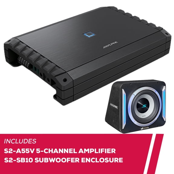 New Alpine S2-A55V 5-Channel Amplifier w/ S2-SB10 10" 600W RMS Subwoofer Enclosure