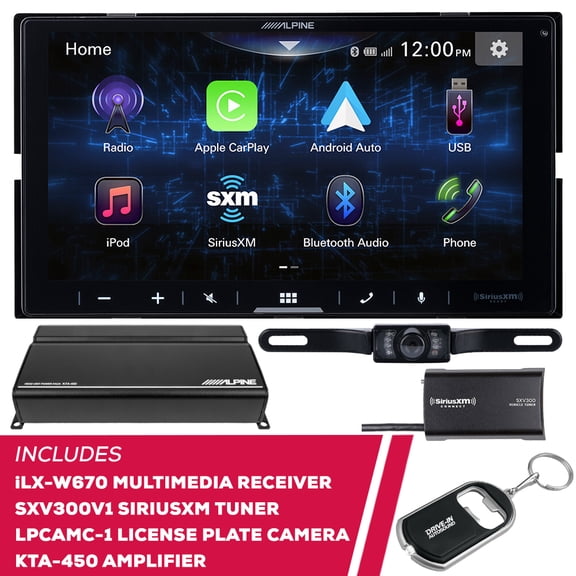 New Alpine iLX-W670 7" w/ SiriusXM Tuner, License Plate Camera & Amplifier