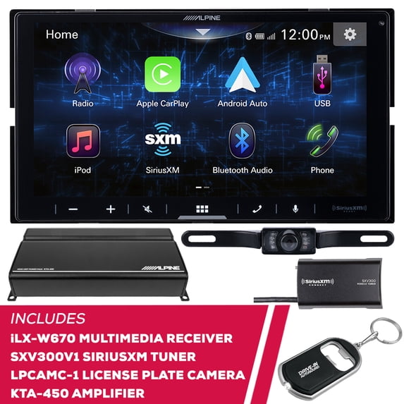 New Alpine iLX-W670 7" w/ SiriusXM Tuner, License Plate Camera & Amplifier