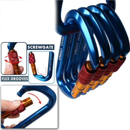 New Aluminum Locking Carabiner Clip Screwgate D-Ring Rock Climbing Tree Caving 30KN