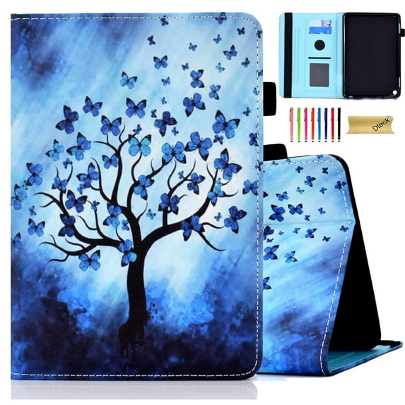 New Amazon Kindle Fire Max 11 Tablet Case (13th Gen, 2023 Release), Dteck Auto Sleep Wake Smart Cover Cute Synthetic Leather Fold Stand Wallet Kindle Fire Max 11 Flip Cover,Butterflies Tree