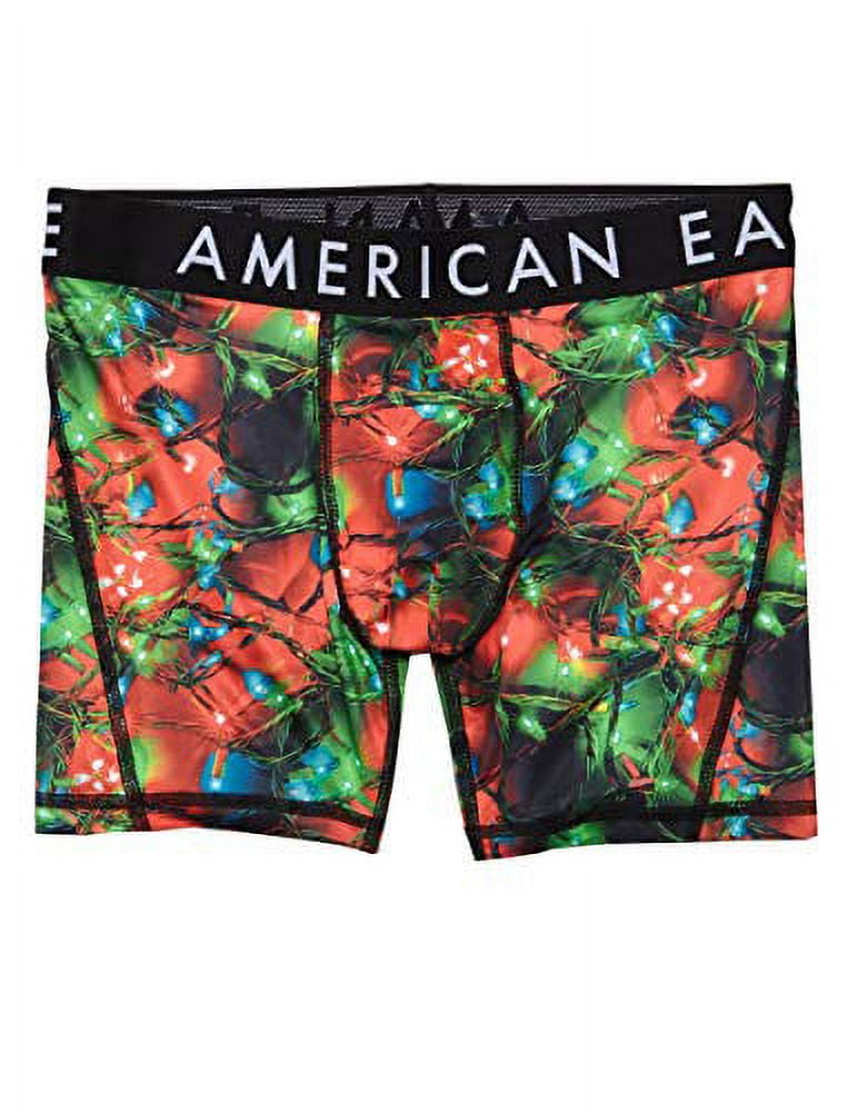 New American Eagle Men's 0692600 Xmas Lights 6 Horizontal Fly Flex Boxer  Brief, Red (XS)