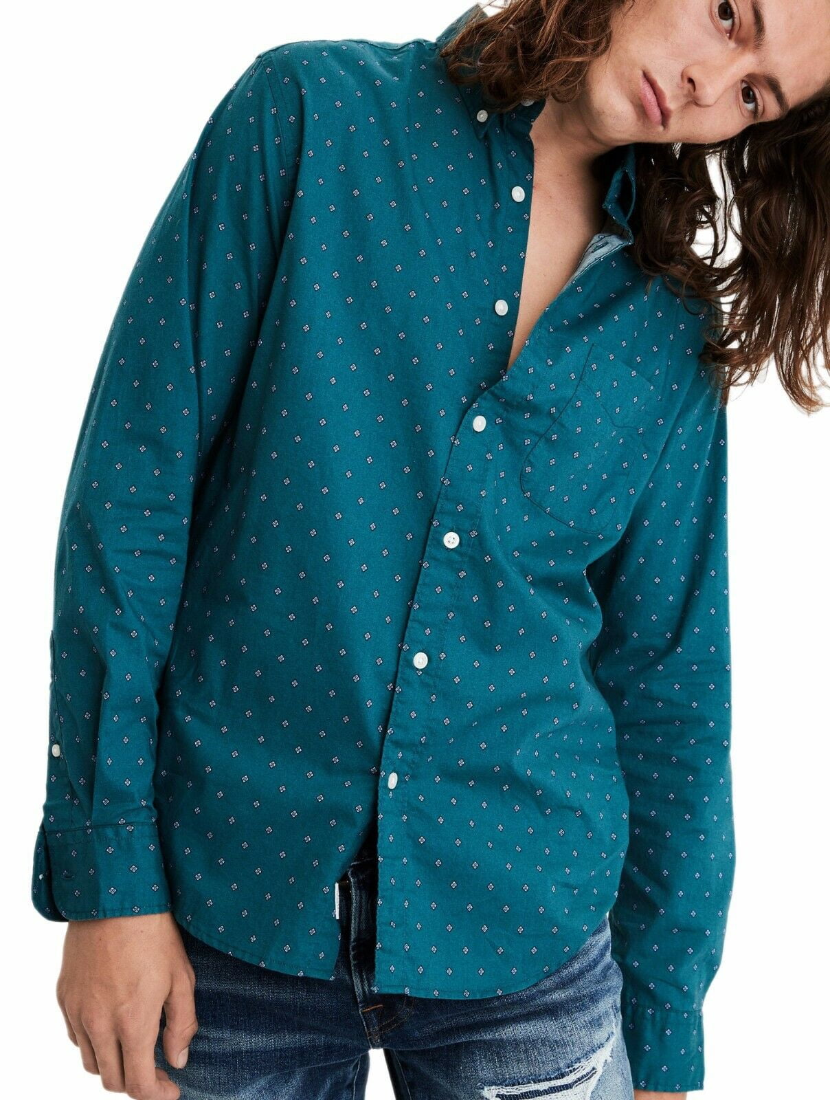 american eagle polka dot top