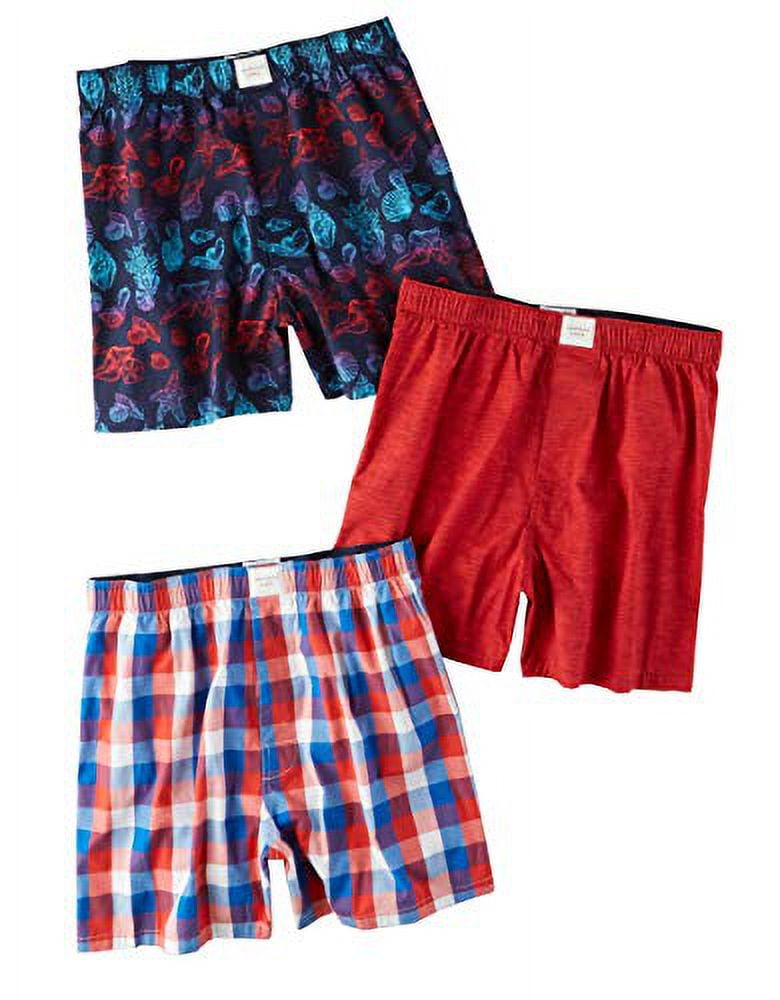 New American Eagle Men's 2843900 Assorted Stretch Boxer Short 3-Pack,  Red/Blue (M) 