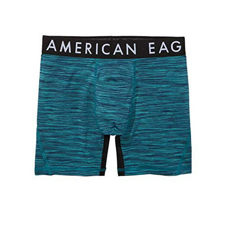 New American Eagle Men's 3120321 Space Dye 6 Horizontal Fly Flex Boxer  Brief, Turquoise (L) 
