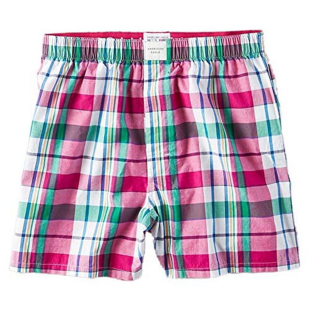 New American Eagle Men's 7927660 Plaid Classic Boxer, Pink (M