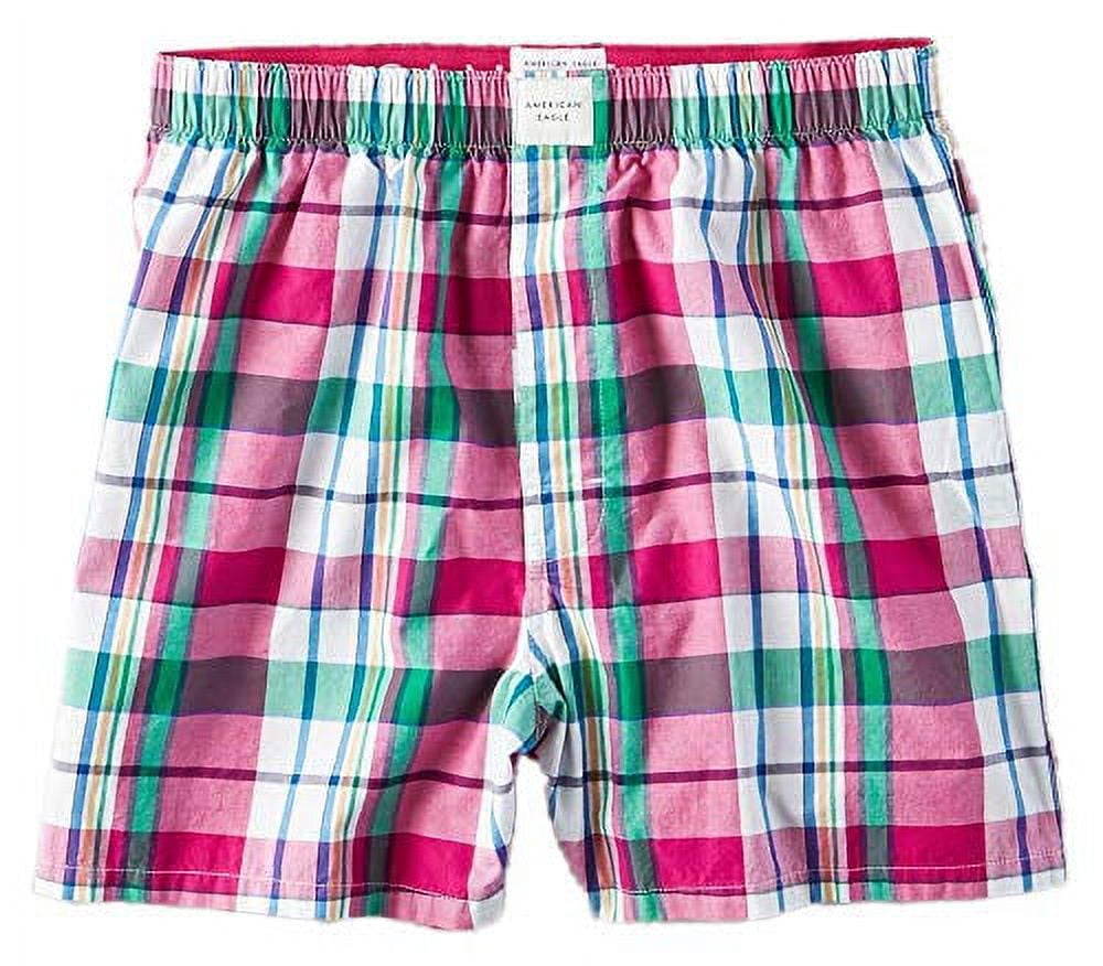 New American Eagle Men's 7927660 Plaid Classic Boxer, Pink (S)