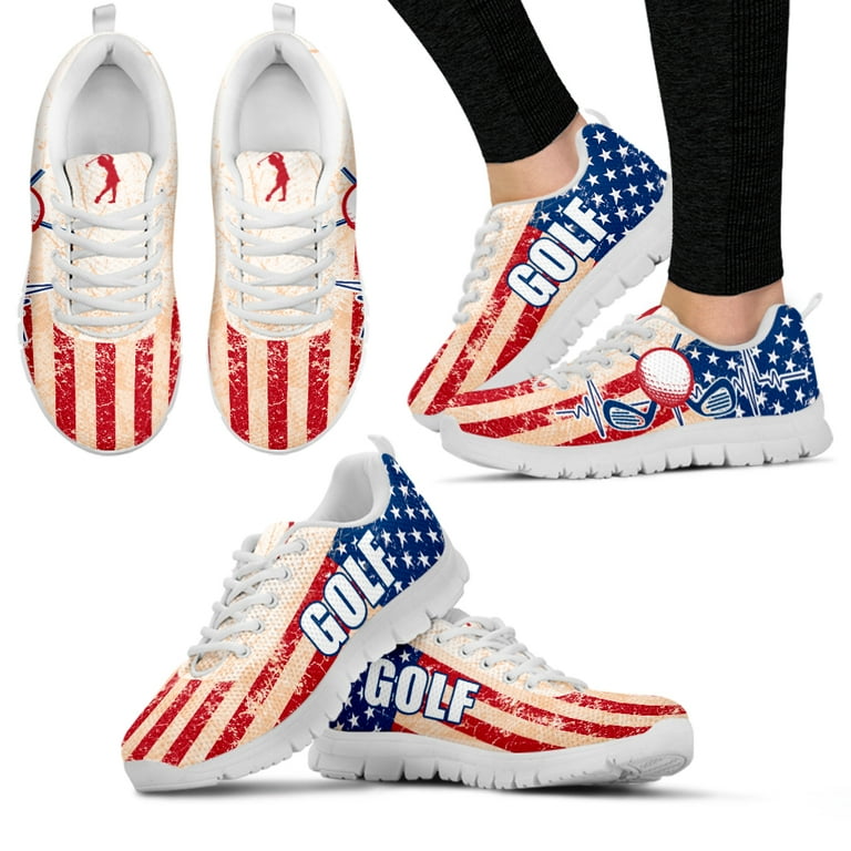 New American Flag Design Summer Sneakers Golf Flag Print Shoes