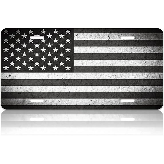 American Flag License Plate Cover USA Flag Decorative Car Front License Plate Novelty Aluminum Car Plate Vanity Tag 6 12 Inch 4 Holes