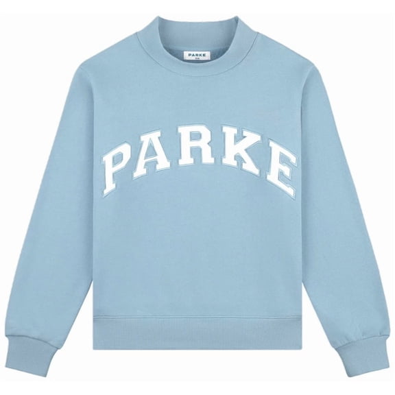 New American Retro PARKE Letter Embroidered Crew Neck Sweatshirt, Unisex Casual Versatile  Cotton Sports Top