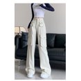thumbnail image 1 of New American style workwear pants for women jeans for women in spring and autumn high waisted slimming straight leg loose casual wide leg pants, 1 of 14