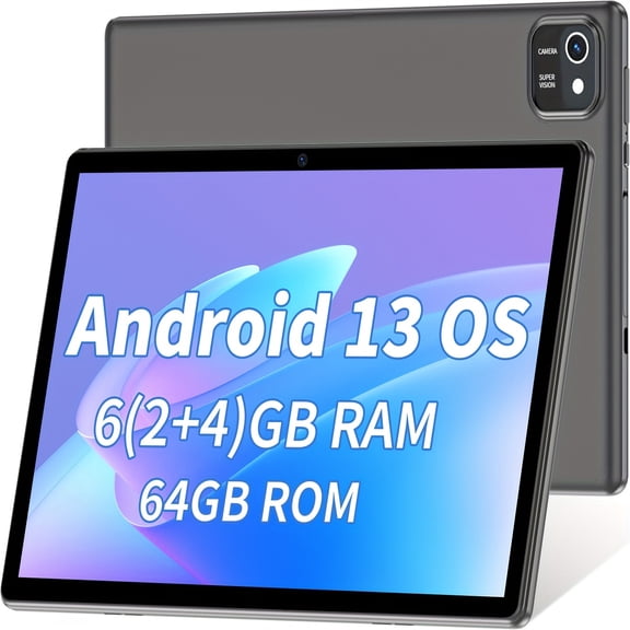 New Android 13 Tablet - 10-inch Android Tablet - IPS HD Touchscreen - 6 (2+4) 64GB - 4-core Tablet - Powerful Performance - Large Capacity - And Long Battery Life - Pad