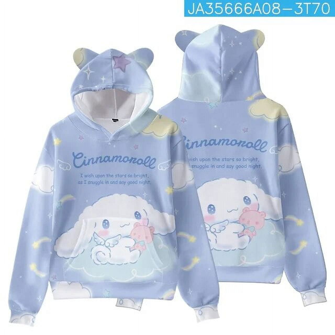 New Anime Cinnamoroll Bigeared Dog Cinnamon Dog Sanrio Element Printed Cat Ears Hooded