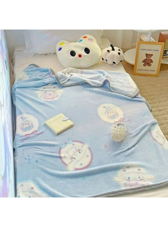 New Anime Figure HelloKitty Sanrio Blanket Cute Kawaii MyMelody Cinnamoroll Kuromi Plush Home Warm Girl Christmas Friends Gift