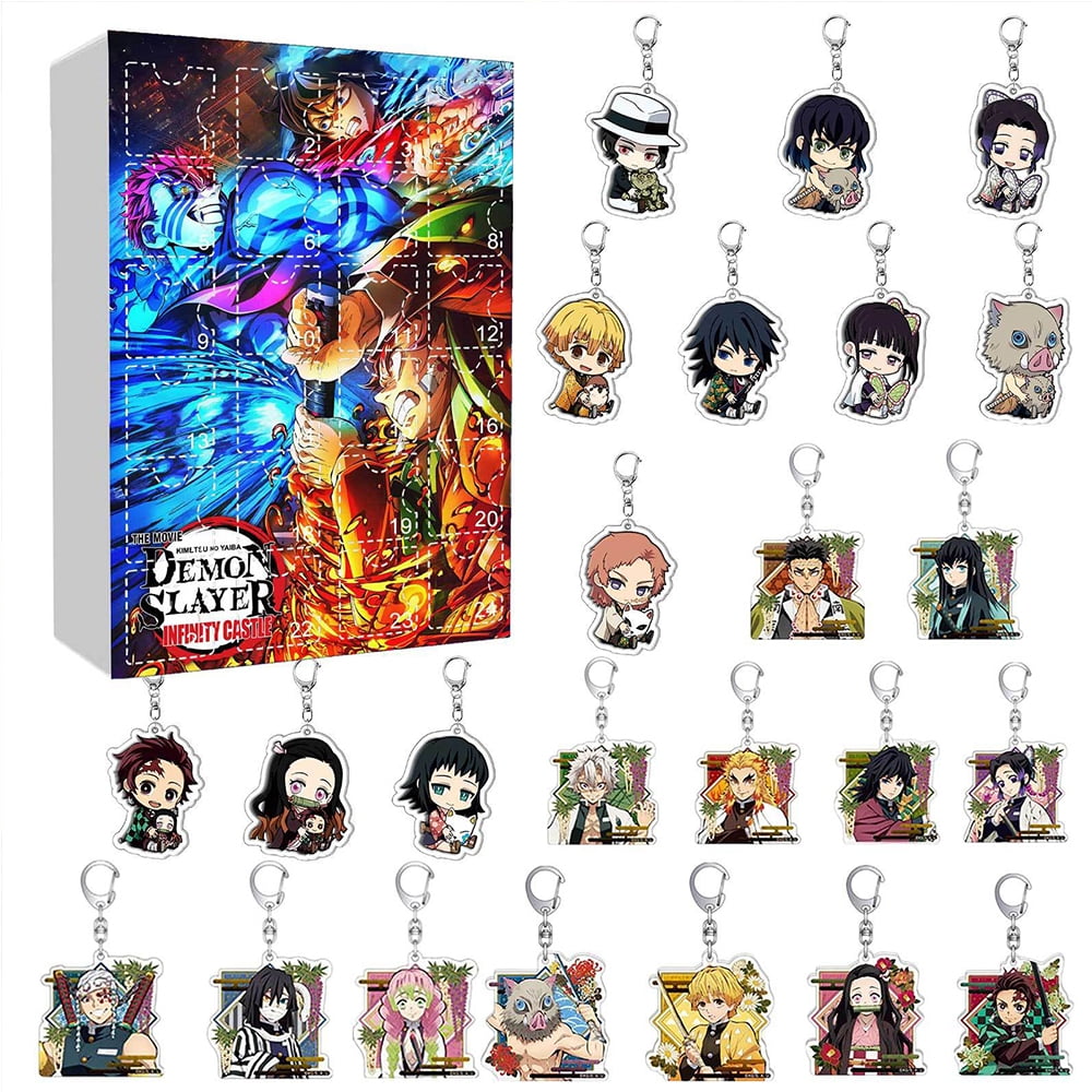 New Anime Nezuko Keychain Surprise Blind Box, New Year Advent Calendar Gift Box, Christmas 24-Day Countdown Acrylic Ornament Toys, Xmas Gift