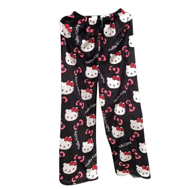 New Anime Sanrio Cartoon Hello Kitty Coral Fleece Pajama Pants Soft ...