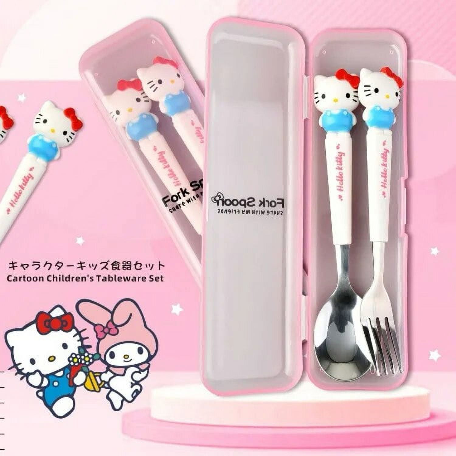 New Anime Sanrio Hello Kitty Kuromi Cinnamoroll Spoon Fork Kawaii Two ...