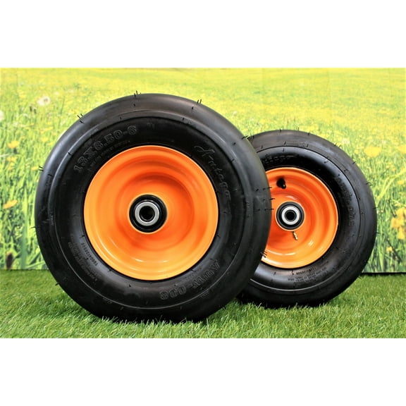 (New) Antego (Set of 2) 13x6.50-6 4 Ply Smooth Tire with 6x4.5 Cats Eye Gold Wheel For Scag