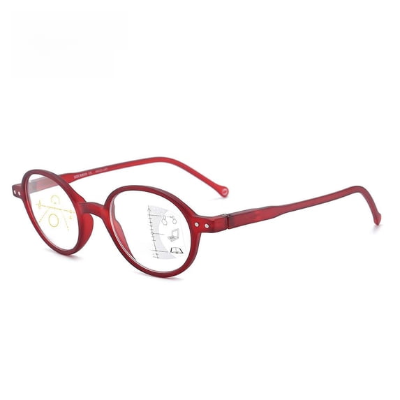 New Anti-Blue Light Multifocal Round Reading Glasses For Women and Men Red Presbyopic Glasses Spring Hinge Progressive Readers +2.00