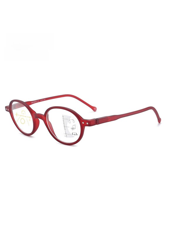 New Anti-Blue Light Multifocal Round Reading Glasses For Women and Men Red Presbyopic Glasses Spring Hinge Progressive Readers +3.00