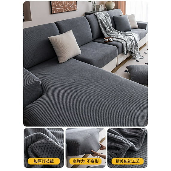 New Anti-cat Scratch All-season Universal Sofa Cover Home Decoration Dev Velvet Waterproof Sofa Cover Combination Cover (Gray 2,Plus-sized 2XL)