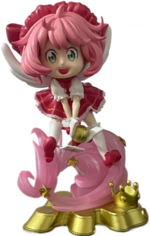 New Anya Figure, Pink Dress Jumping Anya Forger Anime Figures 14cm/5.5inch PVC Characters Handicrafts Souvenirs for Anime Fans Gifts
