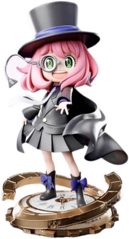 New Anya Figure, Standing Retro Suit Anya Forger Action Figure 19cm/7.5inch PVC Characters Handicrafts Souvenirs for Anime Fans Gifts（black）