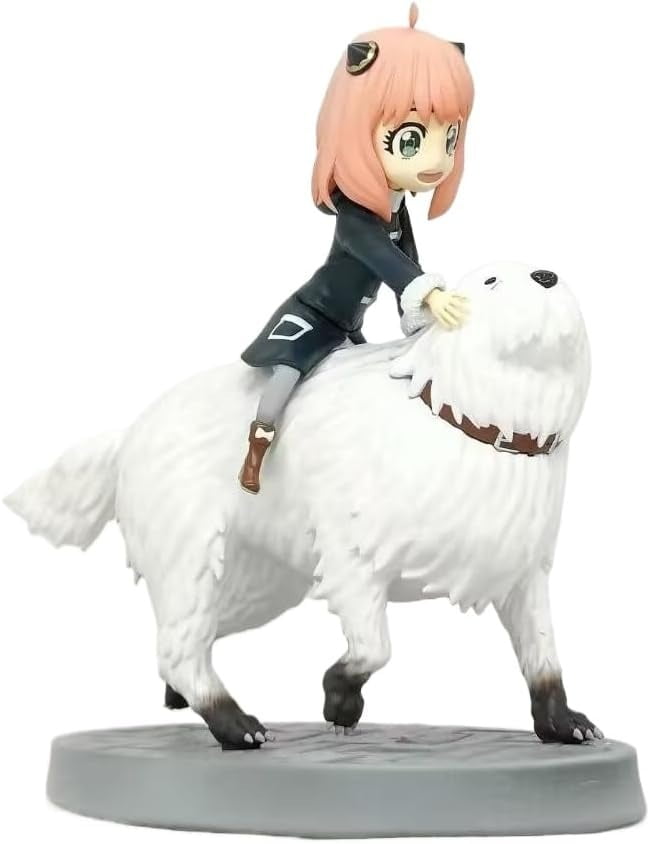 New Anya Forger Figure, Bond Figure, Anya Ride Bond Action Figures 22cm/8.7inch Handmade PVC Statues Collectible Souvenirs for Anime Fans Gifts