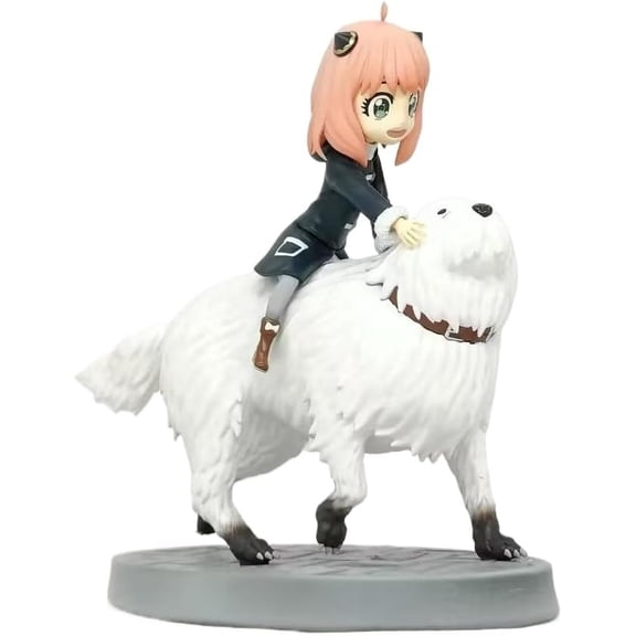 New Anya Forger Figure, Bond Figure, Anya Ride Bond Action Figures 22cm/8.7inch Handmade PVC Statues Collectible Souvenirs for Anime Fans Gifts