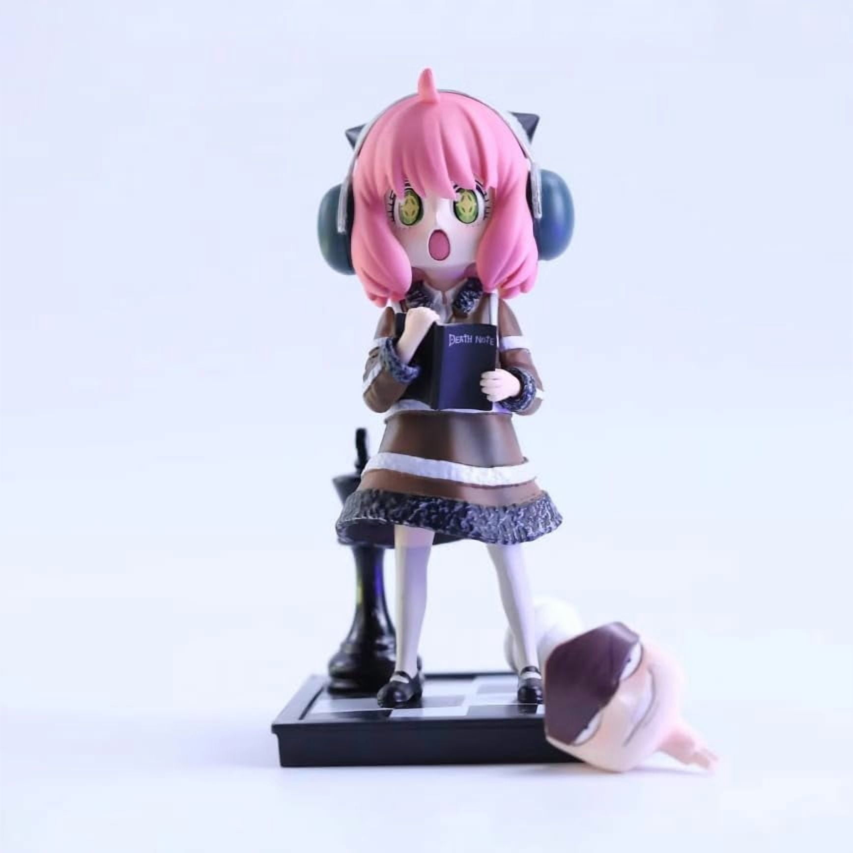 New Anya Forger Figure, Standing Replacement Head Anya Forger Action Figures 18cm/7.1inch PVC Handmade Anime Character Statue Model Decoration Gifts