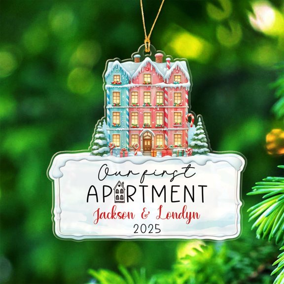 Our New Apartment Ornaments, Date/Names Mr & Mrs Christmas Ornament Gift for Housewarming Newlyweds, Our New Apartment Shaped Xmas Ornament, Custom Our 1st Apartment Ornament Xmas 2025