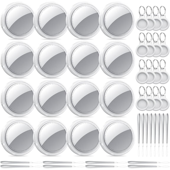 New [Apple MFi Certified] (iOS Only) Air Tracker Tags-16 Pack, Bluetooth 5.3 Tracker for Apple Find My, Replaceable Battery, Anti-Lost Item Finder for Travel, Car, Luggage, Key and More, White