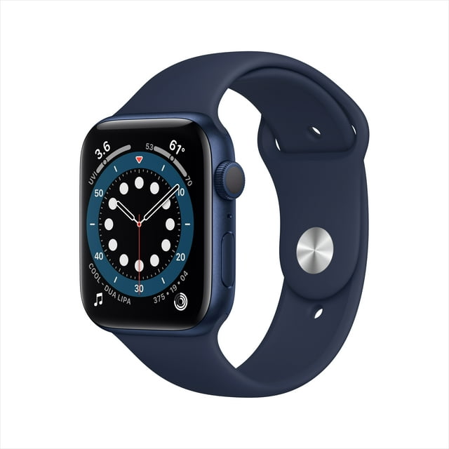 New Apple Watch Series 6 GPS, 44mm, With Deep Navy Sport Band, Blue