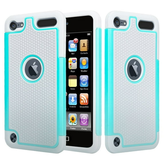 New Apple iPod Touch 5/6/7th Generation Case, Anti-Slip Hybrid Case - Teal