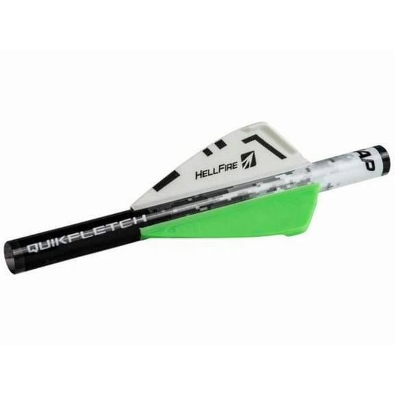 New Archery Products Quikfletch Hellfire 2", White/Green/Green, 6 Pack