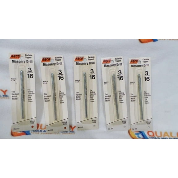 New Arco #222 Carbide Tipped 3/16" Masonry Drill - 5Pc.