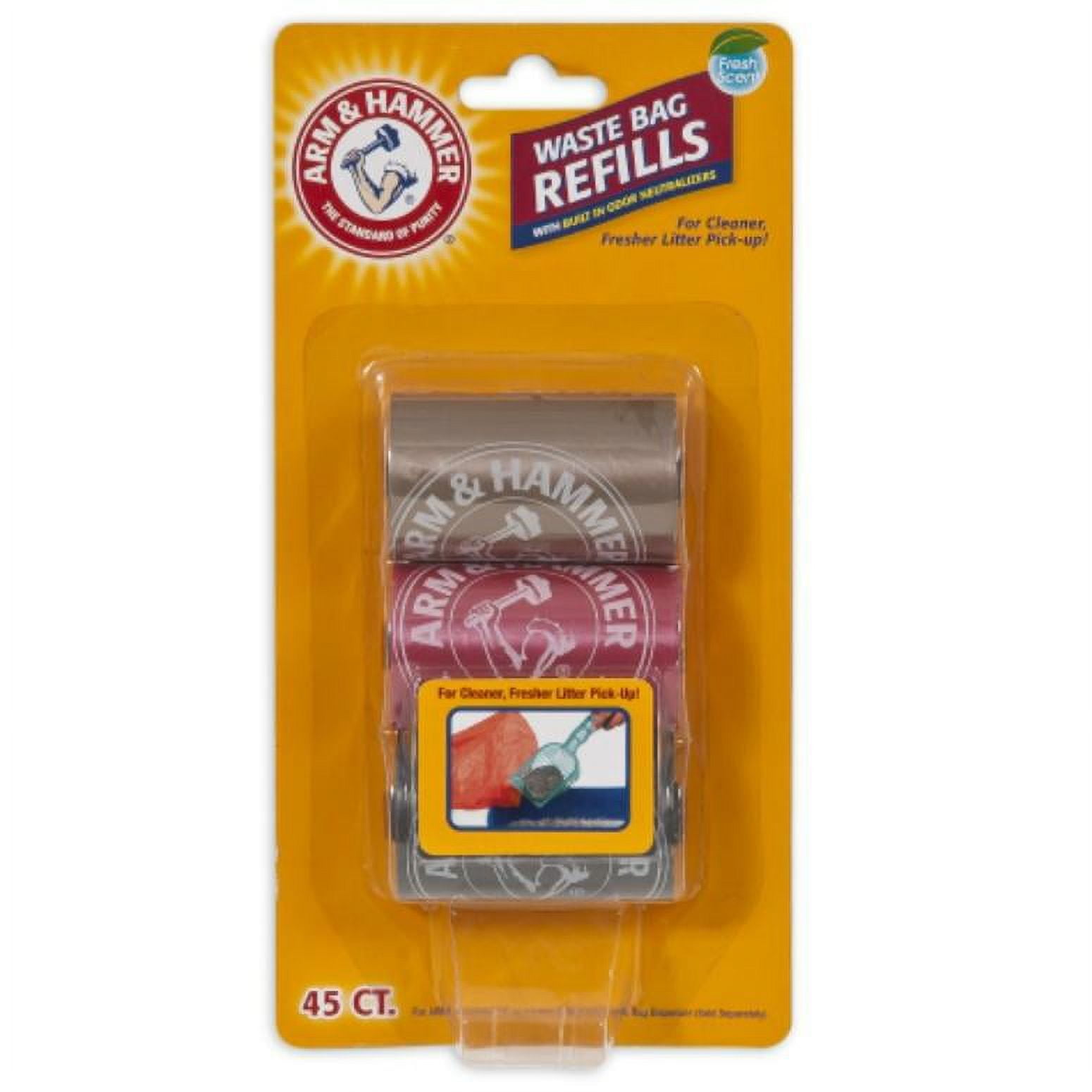 New Arm & Hammer 29120 Deluxe 2In1 Litter Scoop Waste Bag Refills, 45Count,Each