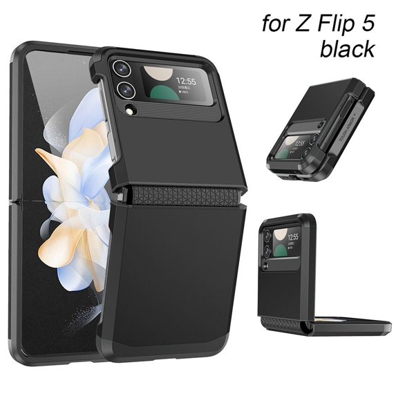 New Armor Protective PC TPU Z Flip 3/4/5 Case Phone Cover Shock Proof Mobile Phone Protector BLACK FOR Z FLIP 5