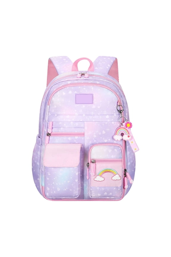 New Arrival 15.7in Small Aesthetic Rainbow Backpack, 182° Open Gradient Star Daypack, Rucksack for Primary Students & Teens, Great Birthday Gifts for Travel Outdoor Use Back to School Supplies