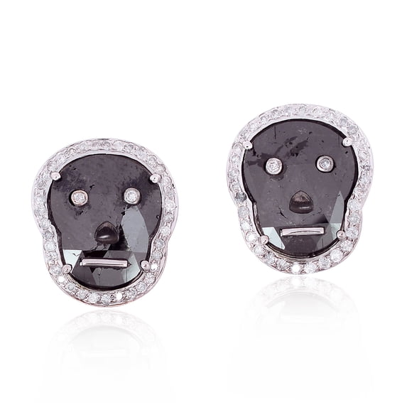 New Arrival 18k Solid White Gold Diamond Handmade Stud Earrings Jewelry