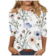 thumbnail image 1 of New Arrival BeiFu Long Sleeve Shirts For Women Casual Womens Tops Casual 3/4 Sleeves Floral Women Blouses Long Sleeve Floral Cotton Long Sleeve T Shirts For Women Oversized Fall Tops For Women, 1 of 5