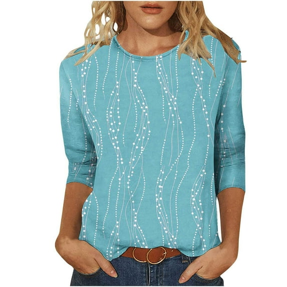 New Arrival Beifu Boho Tops For Women Trendy Womens Tops 3/4 Sleeve Loose Fit Women Blouses Long Sleeve Plus Size Cotton 3/4 Sleeve V Neck T Shirts For Women Fall Clothes