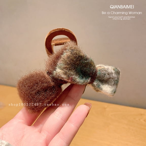 ‌"New Arrival Bow Claw Clip – Velvet Hair Clip for Women, Elegant Rhinestone Hair Accessory for Fine Hair"