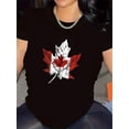 thumbnail image 1 of 【New Arrival】Canada Flag Maple Leaf Art Graphic T-Shirt, Cotton Crew Neck Short Sleeve Tee, Canadian National Day Casual Wear Patriotic Gift, 1 of 10