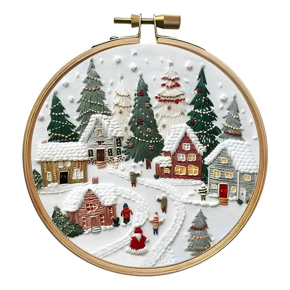 New Arrival Christmas Embroidery Kit DIY Handmade For Adults And Children Handmade Embroidery Kit With Stamping Embroidery Patterns Suitable For Adult Beginners Christmas Embroidery Hangs