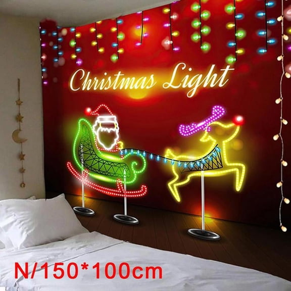 New Arrival Christmas Tree And Santa Claus Big Tapestry Decor For Room 2021 Wall Hanging Bedroom Hanging Cloth Decorative Cloth Christmas Eve Home Decor N7T4