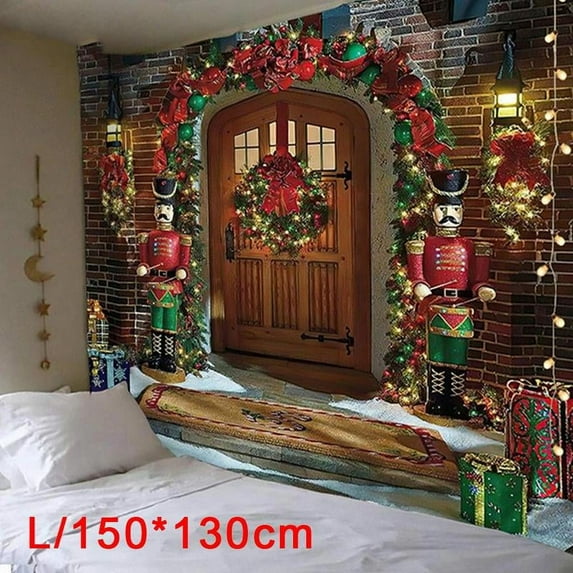 New Arrival Christmas Tree And Santa Claus Big Tapestry Decor For Room 2021 Wall Hanging Bedroom Hanging Cloth Decorative Cloth Christmas Eve Home Decor
